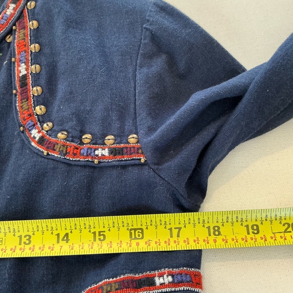 NWT Lucky Brand Boho Top Jacket Women's M Peplum Tassels Rivets Embroidered Trim - Picture 10 of 12